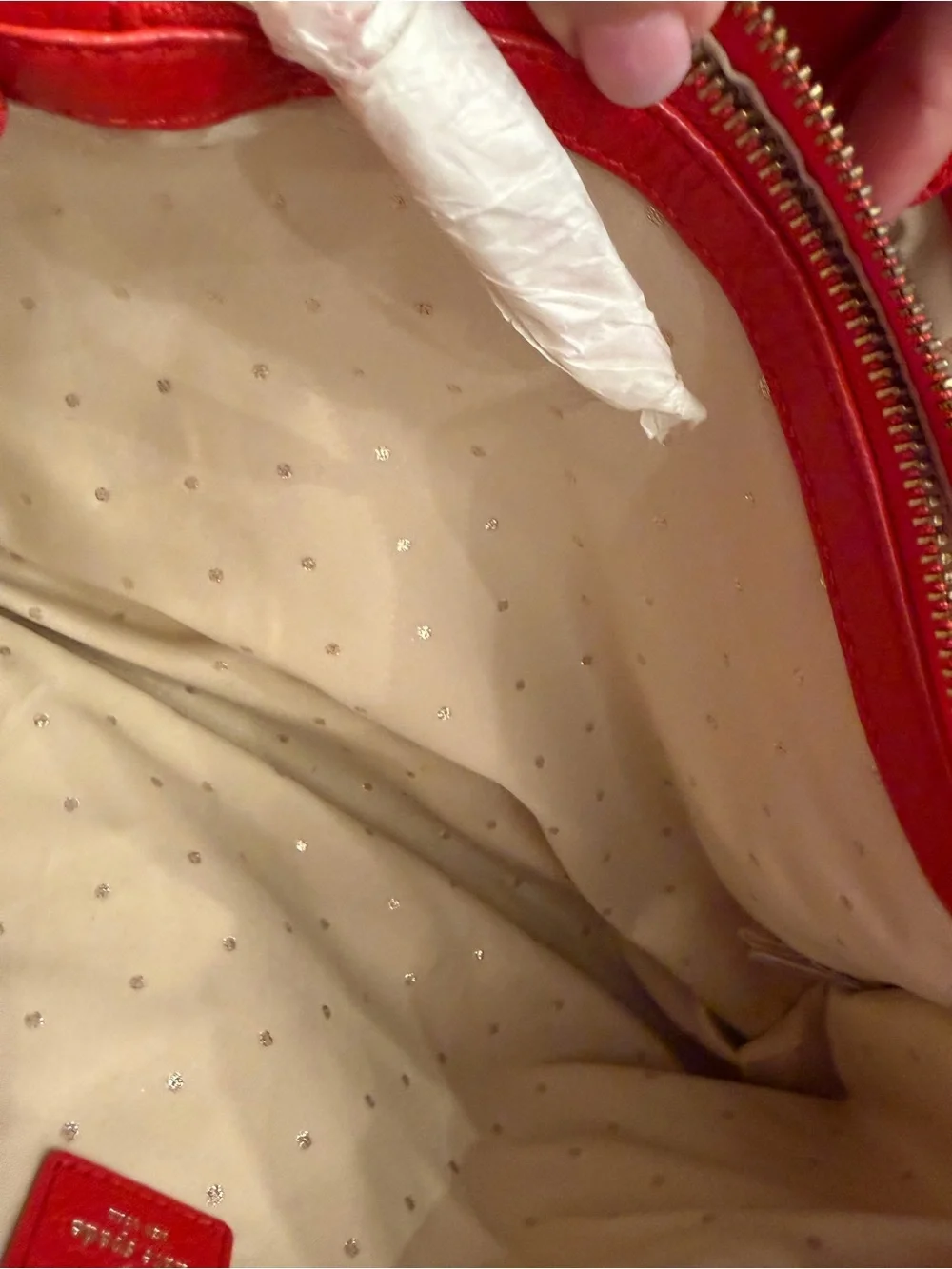 Kate Spade Quilted Red Tote Bag with Gold Chain Handles